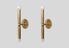 Coppia di applique da parete moderne in ottone metà secolo, illuminazione a d...