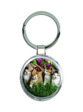 Cat : Gift Round Keychain Cute Kitten Pet Animal Feline Pets Lover Mom Dad