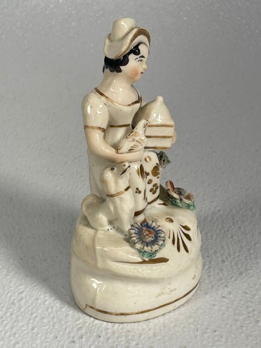 Staffordshire Figure Woman With Bird & Dog - Picture 2 of 12