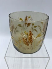 Golden Wheat Anchor Hocking Triguba Amber Low Ball Juice Glass Mid Century 3"
