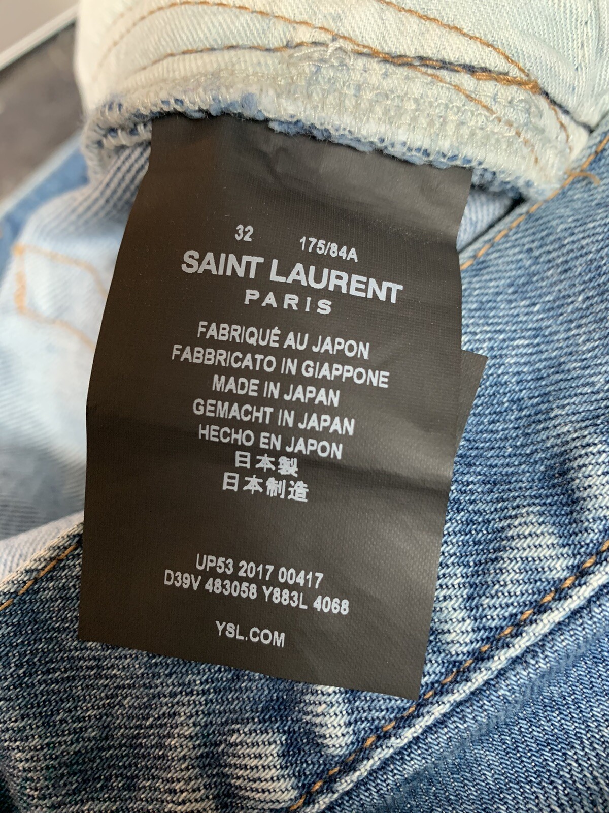 Jeans blu Saint Laurent una tasca taglia 32 made in Japan