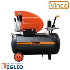 Compressore Aria 24 Litri Portatile Lubrificato Doppio Manometro 8 Bar VINCO