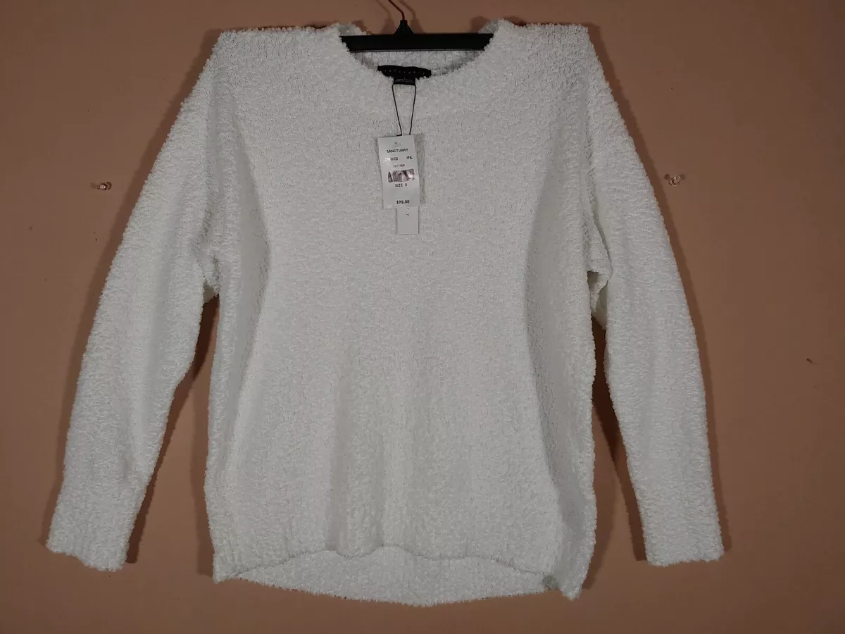 Women s Sanctuary White Fuzzy Sweater Size S Small