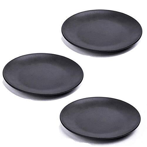 Plato de cena reutilizable apto para lavavajillas lavable, 9 pulgadas de melamina, juego de 3, negro - Imagen 1 de 6