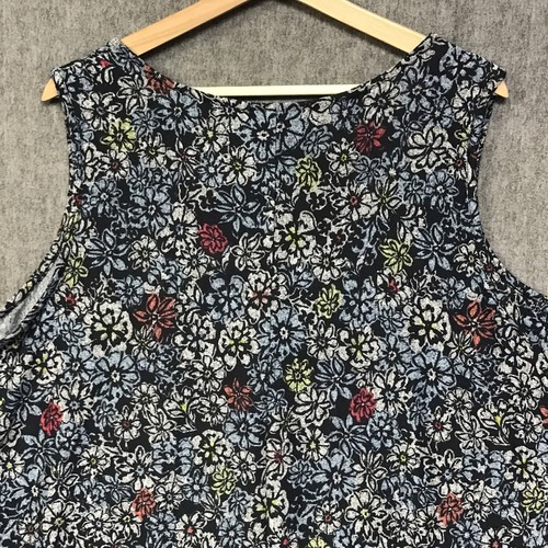 Lane Bryant Shirt Womens 22 24 Blue Sleeveless Blouse Top Tunic Stretch Floral - Picture 8 of 15