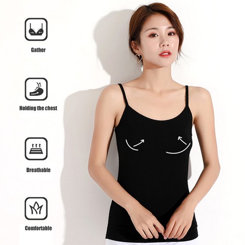 Women's Tank Tops Adjustable/Slim Strap Camisole With Built in Shelf Bra Vest AU - Picture 8 of 16