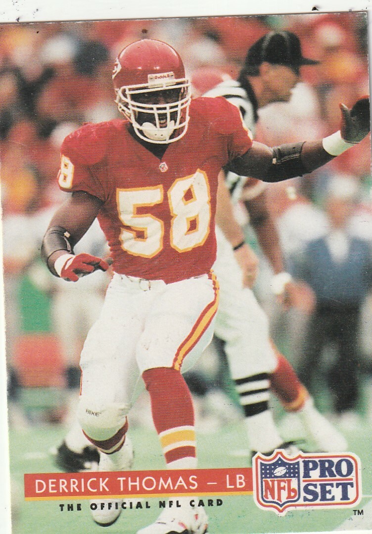 FREE SHIPPING-MINT-1992 Pro Set Derrick Thomas #204 CHIEFS PLUS BONUS CARDS
