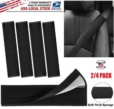 4 Universal Seat Belt Cover Soft Shoulder Pad Strap Black Protector Car Truck