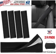 4× Universal Seat Belt Cover Soft Shoulder Pad Strap Black Protector Car Truck