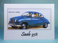SAAB 93 B - GREETING CARD - Classic Car Memorabilia - Blank - 7" x 5"