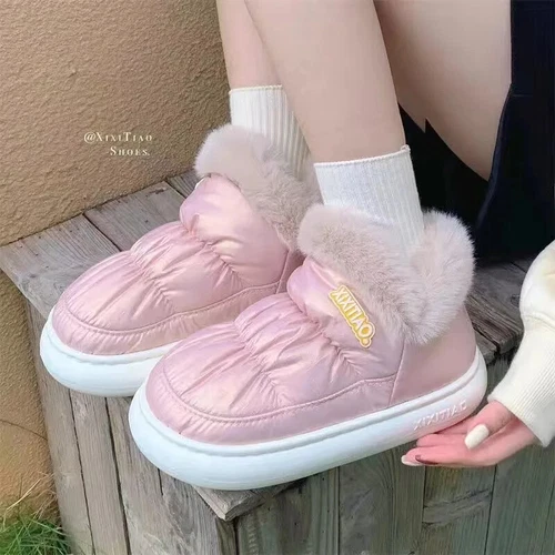 New Winter Warm Snow Boots 2023 Fur Short Non-slip Slippers High Top Bread Shoes - Picture 44 of 46