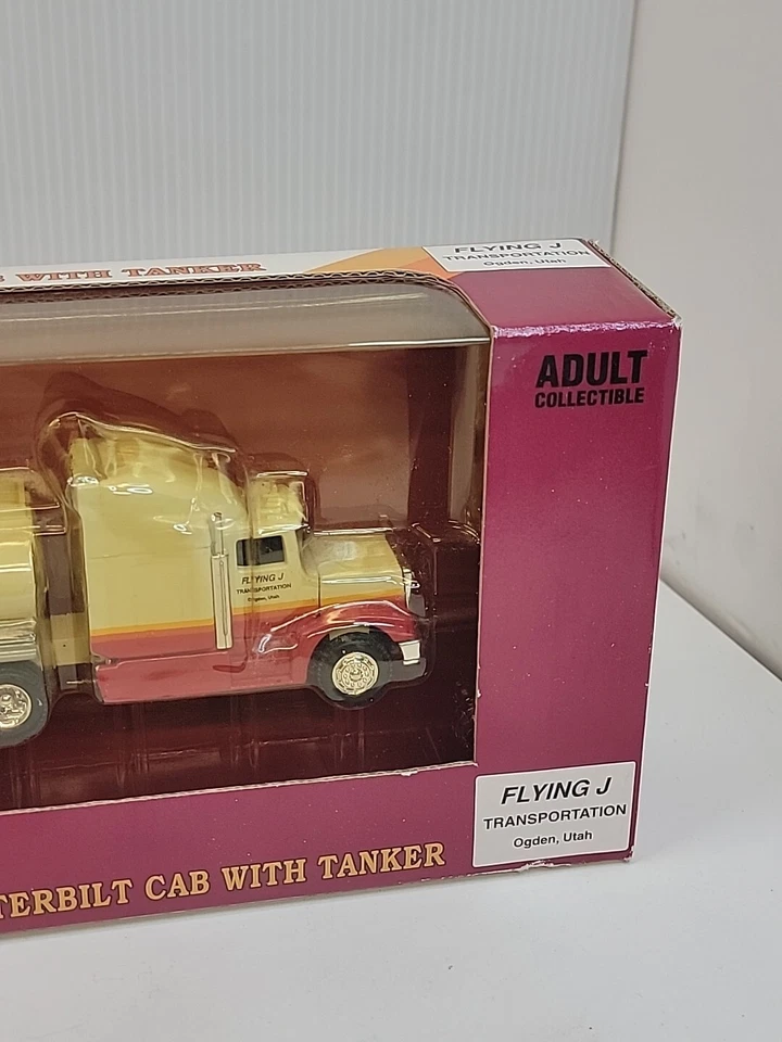 VINTAGE ERTL FLYING J 1:64 SCALE SEMI TRACTOR TRAILER PETERBILT CAB W/ TANKER - Image 2 of 4