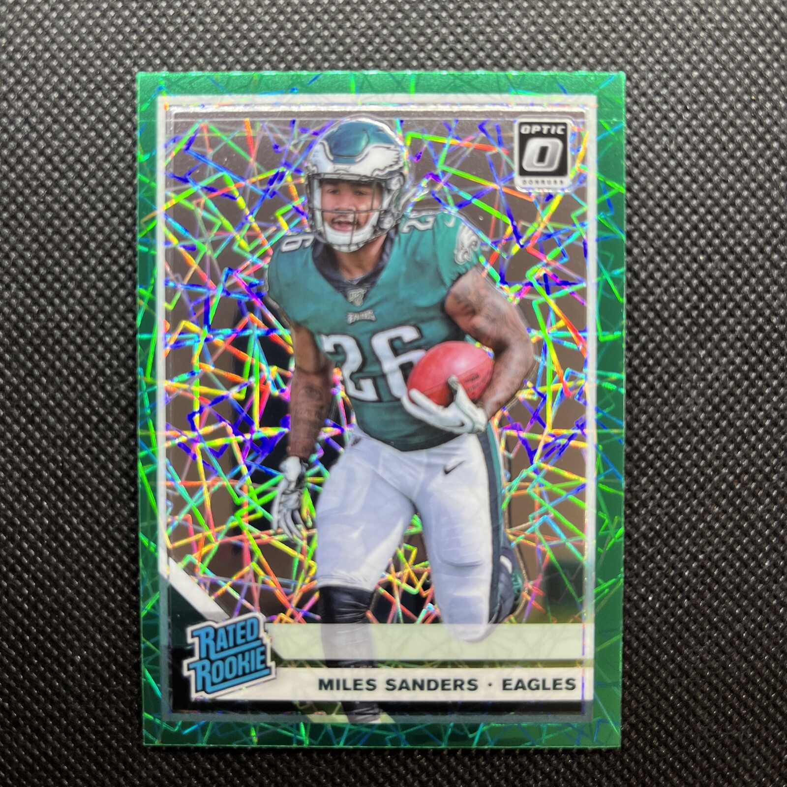 2019 Donruss Optic Rated Rookie Green Velocity Prizm Miles Sanders Rookie RC