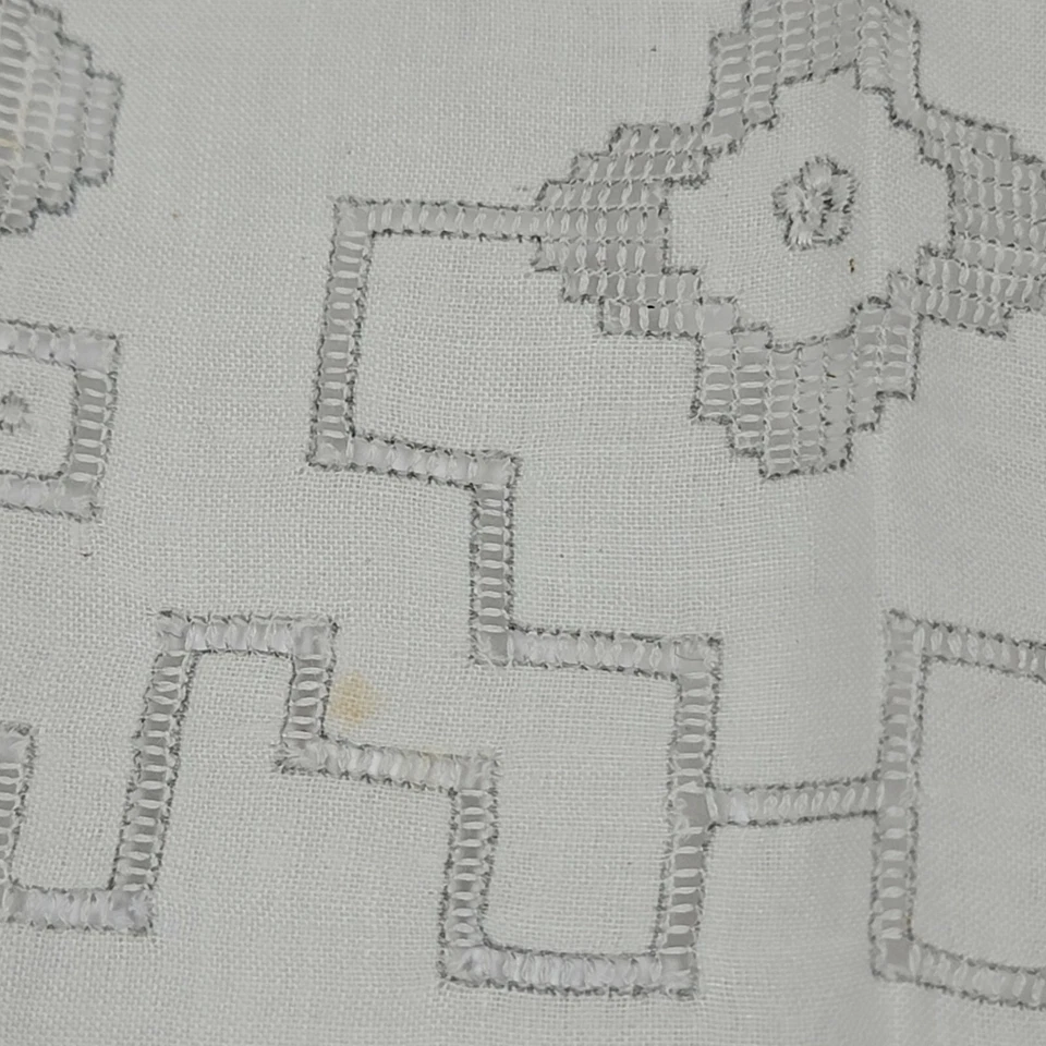 Pañuelo de lino victoriano geométrico vintage bordado hilo tirado dibujado boda Foto 2 de 4