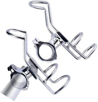 2X Stainless Steel Boat Fishing Rod Holder Clamp on 1