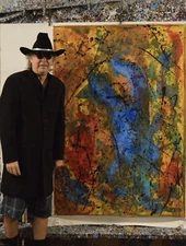 64”X44” Pollock/Richter style canvas ￼painting Acrylic,Abstract, Modern,X Large