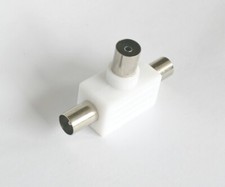 Antenna TV 2 Vie Coassiale Sdoppiatore Sdoppiatore Morbido T-Pezzo Cavo Plastica Bianco