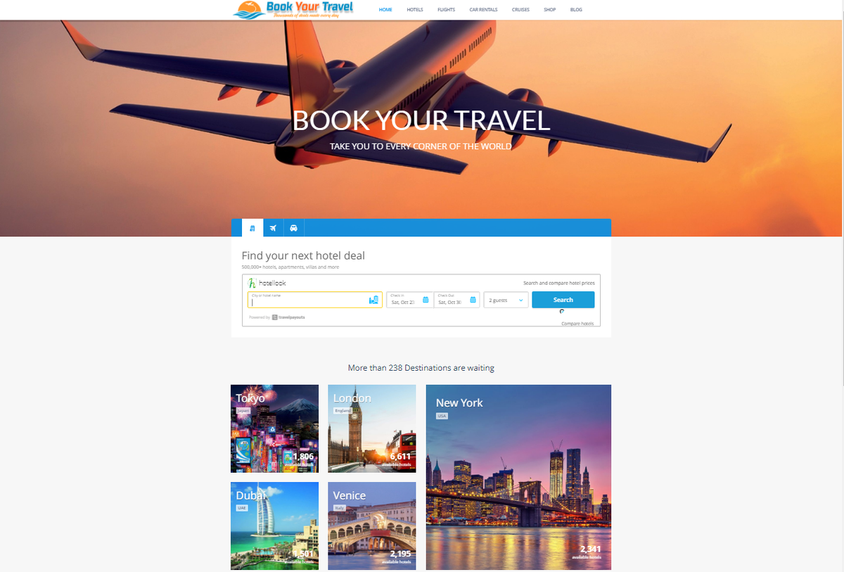 Modèles de sites Web de voyage - 452 meilleurs thèmes Web de visites et