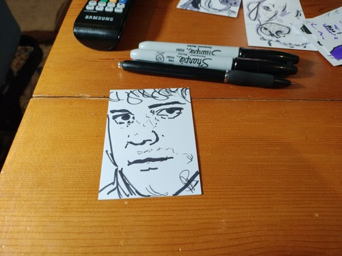 1/1 ACEO Original Minimalist Drawing Sean Astin LOTR Sam