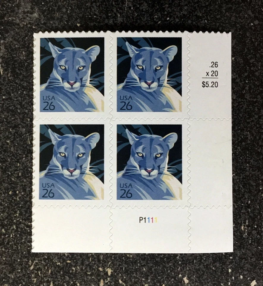 2007USA #4139 26c Panther - Plate Block of 4 - Mint NH - Image 4 of 4