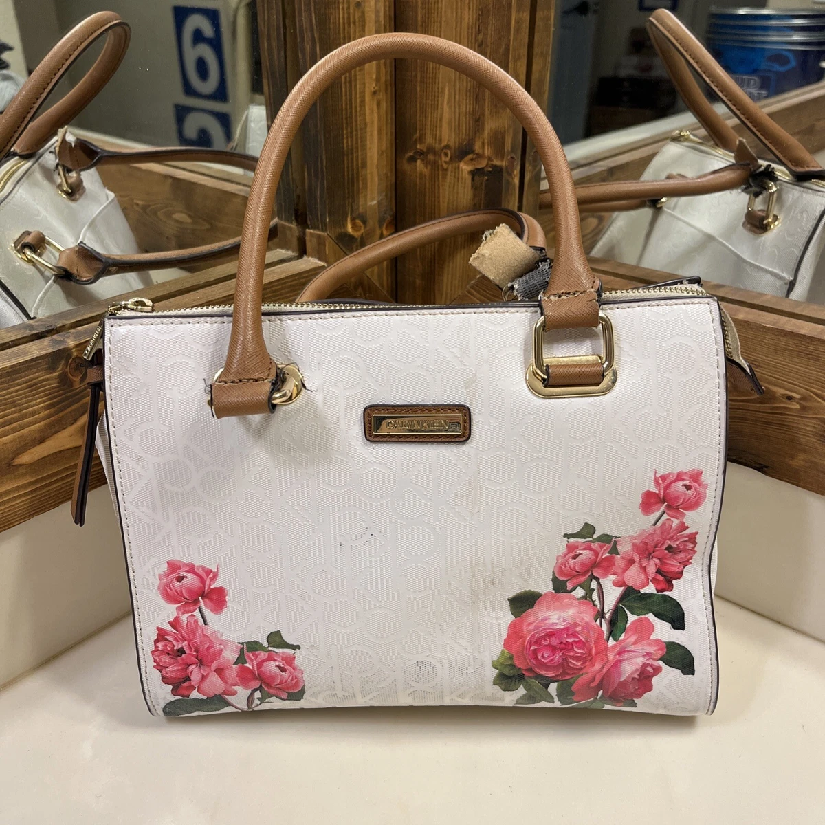Calvin klein on sale white floral purse