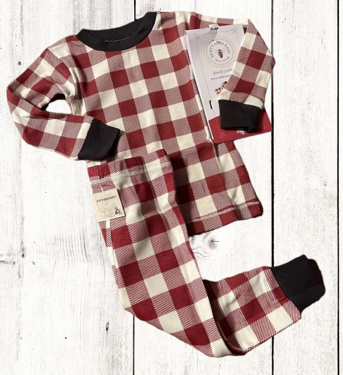 Burt's Bees Baby 0/3 M 2PC Buffalo Check Family Pajamas/PJs