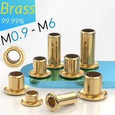 100 x Brass Hollow Tubular Rivets Eyelet M0.9/1.3/1.5/1.7/2/2.3/2.5/3/4/5/6 DIY