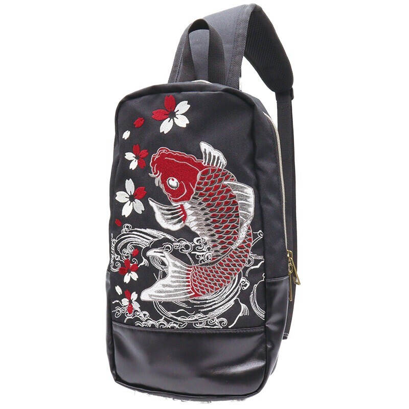 Ripple Japan Unisex Embroidered Sling Bag with  Koi Fish Design The Fish Bag - Koi – Curlworks main image 3