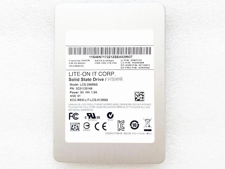 256GB SATA SSD LITE-ON 6GB/S 2,5 ZOLL LCS-256M6S FESTPLATTE PN:3C01120149 - Bild 2 von 3