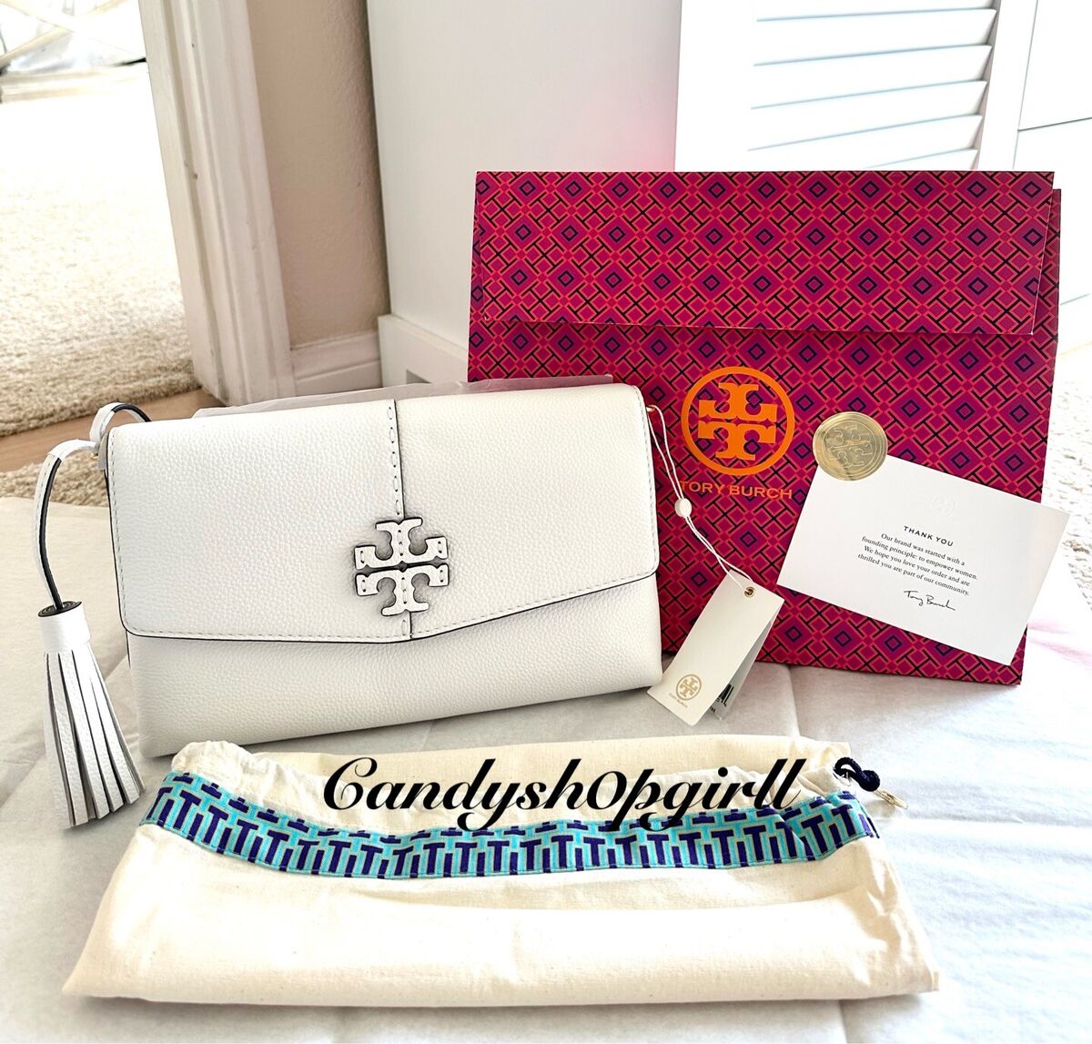 NEW TORY BURCH MCGRAW Crossbody Shoulder Bag (GARDENIA/WHITE NEW TORY BURCH MCGRAW Crossbody Shoulder Bag (GARDENIA/WHITE