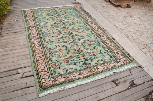 Alfombra Turca Tamaño 5x8 Tejido a Mano Oushak 165x250cm Natural Suave Lana Alfombra Verde - Imagen 4 de 12