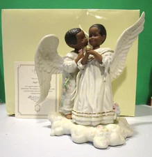 LENOX AFRICAN AMERICAN ANGEL KISSES sculpture -- -- -- NEW in BOX with COA