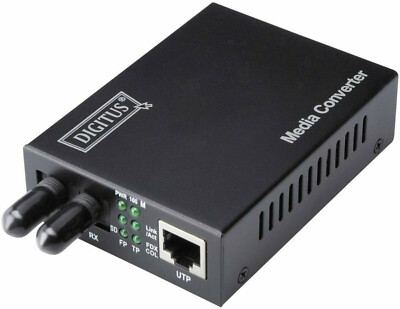 Fast Ethernet Medienkonverter RJ-45 auf ST-Duplex (schwarz) DN-82010-1