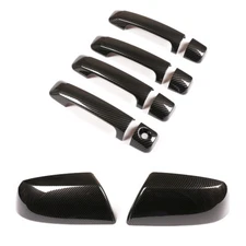 For Toyot@ Tundra 2007-21 Carbon Fiber Door Handle COVERS+Mirrors Cover Trim ABS