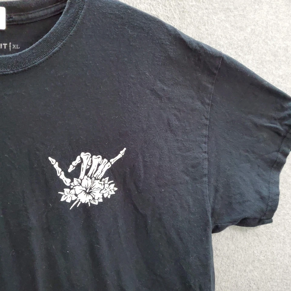 Camiseta Retrofit Hombre XL Negra Esqueleto Hang Ten Hawaiano Shaka Brah Waves LEER Foto 2 de 4