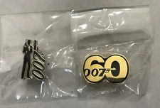 James Bond 007 Silhouette Black & Silver and 60th Anniversary Gold Enamel Pins