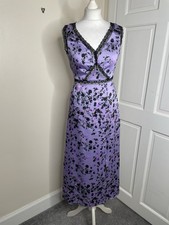 BNWT TopShop Lilac & Black Satin Slip Dress Size 8 Summer Evening Dress