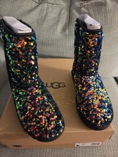 UGG Classic Short Stellar Sequin Boots Size 7 Black