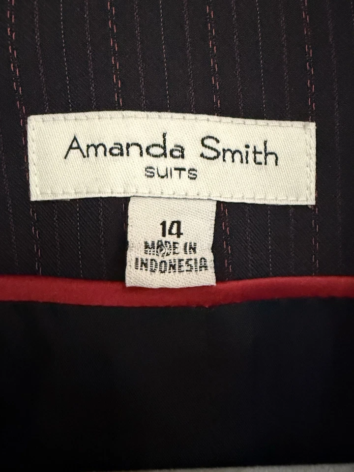 Amanda Smith черный красный в тонкую полоску блейзер 14 винтажный 90-х офис сирена Y2K Academia б/у в отличном состоянии - Изображение 2 из 4