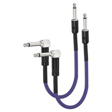 2 Pcs Guitar Patch Cable 16 Inch 1/4 Inch Metal Straight Bend Pedal Cord, Purple