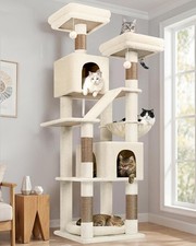 XXL Kratzbaum für 2-4 Katzen - 2 gepolsterte Liegeflächen, 2 Katzenhäuser