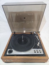 Vintage Garrard Turntable 990B Belt Drive Record Player Brown Wooden Base