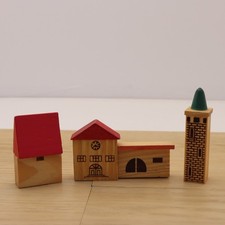 Wooden Train Track Buildings Bundle House Station Tower Scenery Accessories