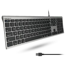 Macally Ultra-Slim USB Wired Computer Keyboard - Works Great as Both a Window...