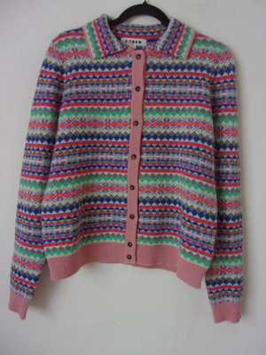 Neu Boden Edie Fair Isle Strickshirt Pink Heritage Cardigan Gr: M
