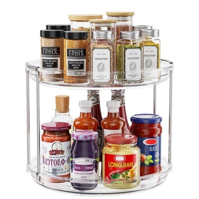 2 Tier Lazy Susan Turntable Organizer 9.25 inch, Rotating Spice Rack Organiza...