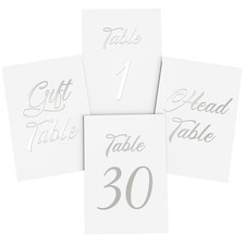 Silver Table Numbers 1 30 for Wedding Reception  Silver Foil Table Number