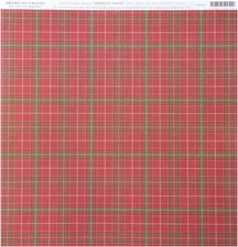 American Crafts Patterned Single-Sided Cardstock 12"X12"-RedPlaid - 25 Pack