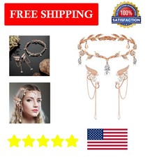 Handmade Rhinestone Fairy Crown with Tassel Elf Earrings   Luxurious Costume Set