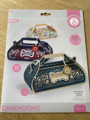 Tonic Studios ZIERLICHE BLUMEN HANDTASCHE Geschenktüte/Box Stanzenset - Geburtstag Hochzeit